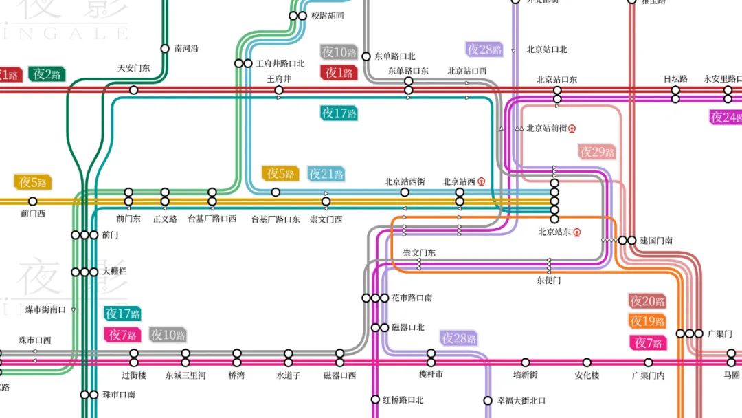 北京夜间班车线路图，城市夜晚的脉动